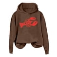 thumbnail image 1 of Women's Lobster Crewneck Y2k Graphic Sweatshirts Long Sleeve Lobster Sweater Top Cute Crew Neck Casual Comfy Top 2025 Fall Trendy (Brown,Large), 1 of 4