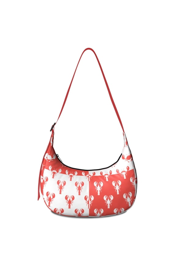 Women’s Lobster Shoulder Bag – Water-Resistant Lightweight Crossbody Purse with Cute Nautical Seafood Design, Vintage Red and Blue Crustacean Print, Coastal Marine Ocean Theme, Durable Travel Tote