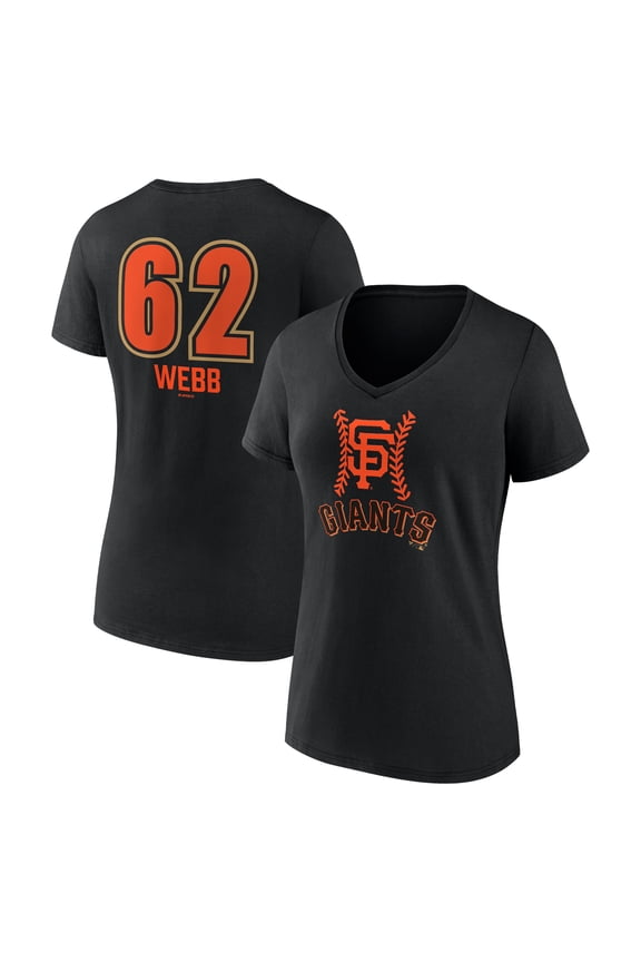 Women's Logan Webb Black San Francisco Giants Name & Number Fastball V-Neck T-Shirt
