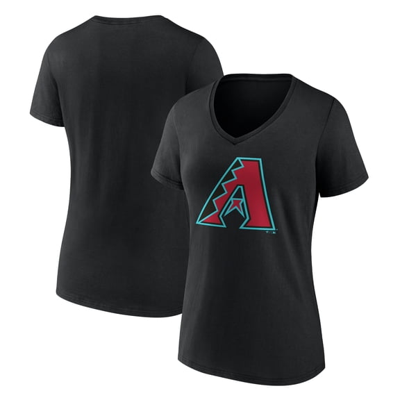 Women's Logo Athletic Black Arizona Diamondbacks Official Logo Athletic V-Neck T-Shirt