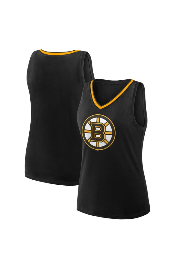 Women's Logo Athletic Black Boston Bruins Stellar Win V-Neck Tank Top