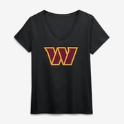 Womens Logo Athletic Black Washington Commanders Primary Logo V-Neck T-Shirt