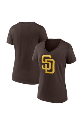 Women's Logo Athletic Brown San Diego Padres Official Logo Athletic V-Neck T-Shirt