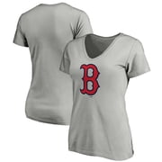 Womens Logo Athletic Gray Boston Red Sox Official Logo Athletic V-Neck T-Shirt