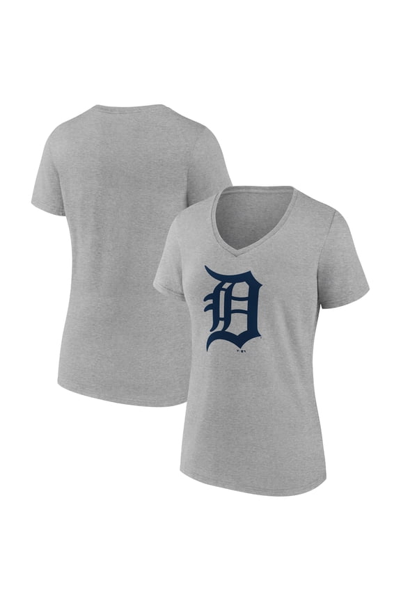 Women's Logo Athletic  Gray Detroit Tigers Official Logo Athletic V-Neck T-Shirt