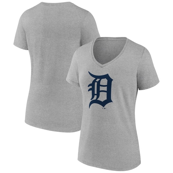 Women's Logo Athletic Gray Detroit Tigers Official Logo Athletic V-Neck T-Shirt