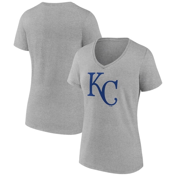 Women's Logo Athletic  Gray Kansas City Royals Official Logo Athletic V-Neck T-Shirt