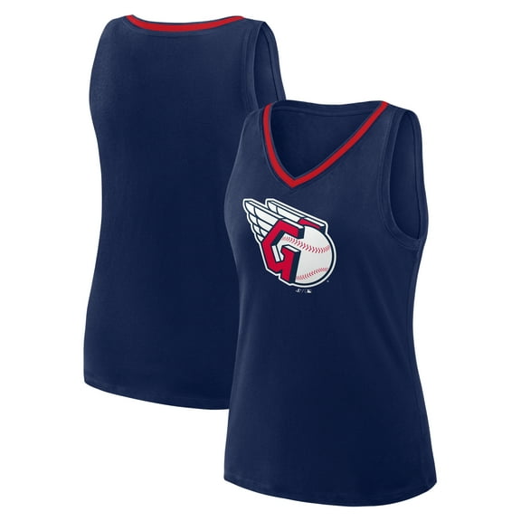Women's Logo Athletic Navy Cleveland Guardians Stellar Win V-Neck Tank Top