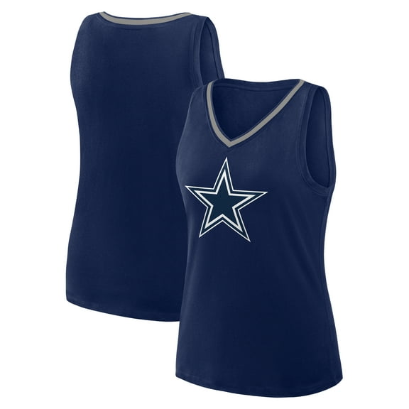 Women's Logo Athletic Navy Dallas Cowboys Plus Size Stellar Win V-Neck Tank Top