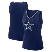 Womens Logo Athletic Navy Dallas Cowboys Plus Size Stellar Win V-Neck Tank Top