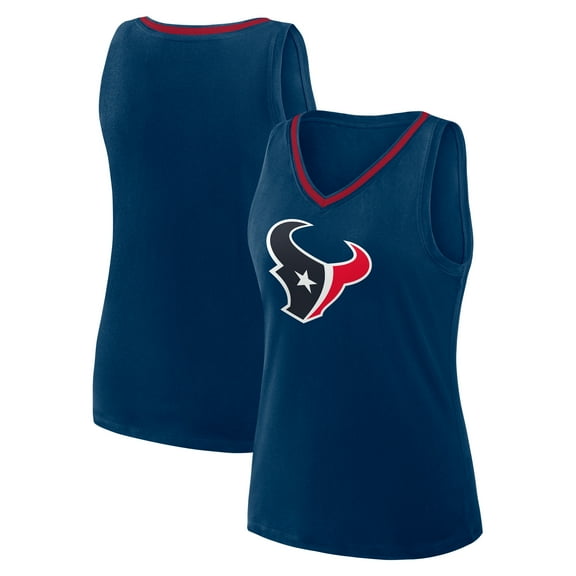Women's Logo Athletic Navy Houston Texans Plus Size Stellar Win V-Neck Tank Top