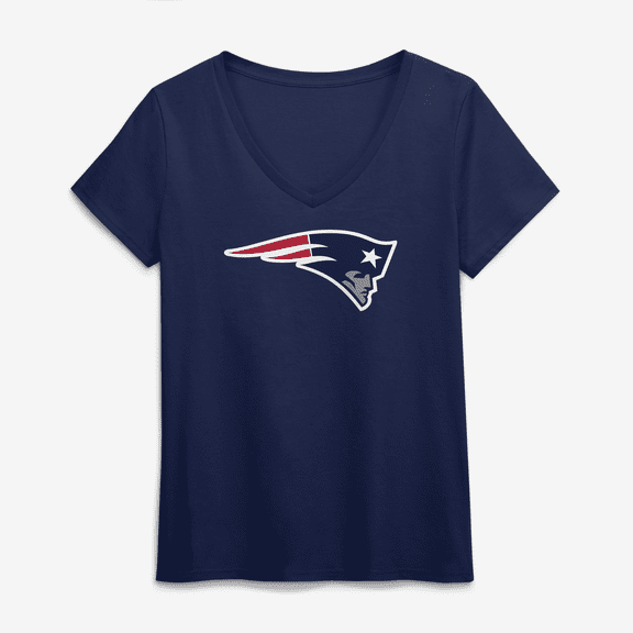 Women's Logo Athletic Navy New England Patriots Primary Logo V-Neck T-Shirt