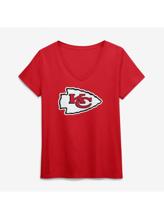 Women's Logo Athletic Red Kansas City Chiefs Primary Logo V-Neck T-Shirt