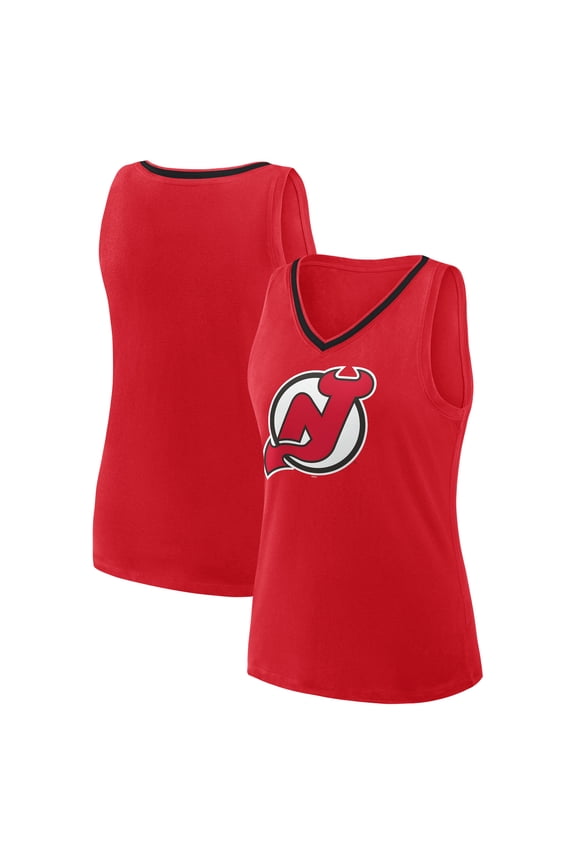 Women's Logo Athletic Red New Jersey Devils Stellar Win V-Neck Tank Top