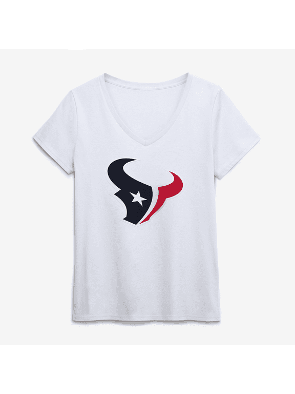 Women's Logo Athletic White Houston Texans Primary Logo V-Neck T-Shirt