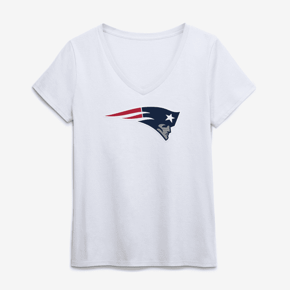 Women's Logo Athletic White New England Patriots Primary Logo V-Neck T-Shirt