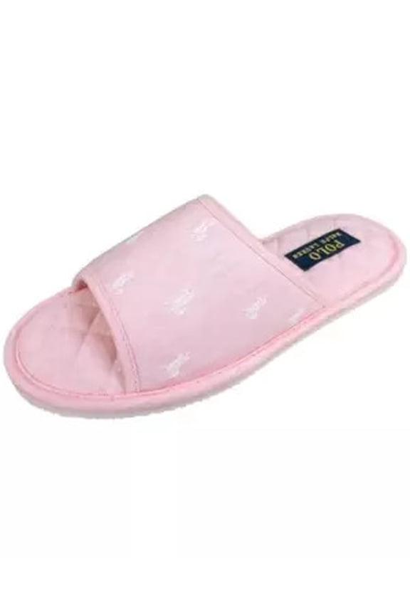 Womens Logo Open Toe Scuff Slipper, Pink, 5