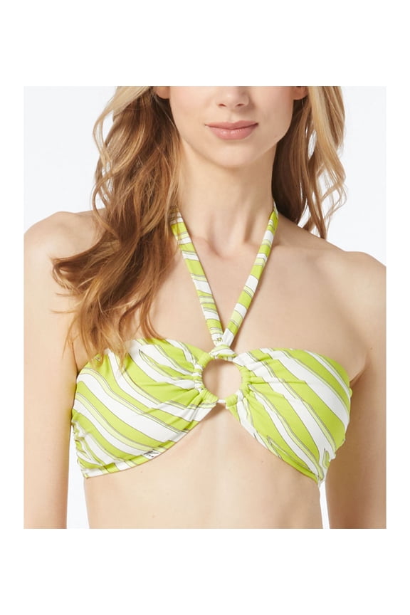 Michael Kors Womens Logo-Ring Halter Bikin Lime S
