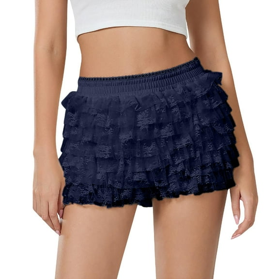Women's Cute Ruffle Shorts Lace Pumpkin Pants - Layered Ruffled Bloomers for /Casual Wear