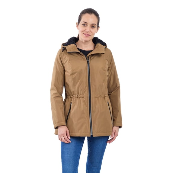 Women's London Fog Zip-Front Rain Anorak Jacket Color: Brown Size: X LARGE