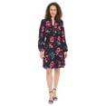 thumbnail image 1 of Women's London Times Smocked Waist Tiered Mini Dress Color: Navy Pink Size: 16, 1 of 4