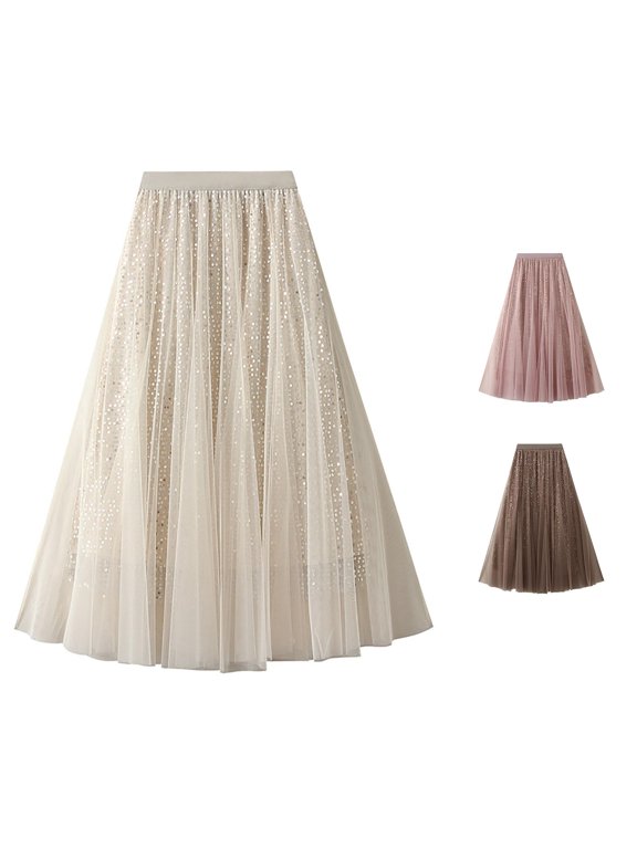 Women's Long A Line Tutu Skirts Tiered Skirt Petticoat Pencil Skirts for Women below Knee One Size