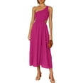 thumbnail image 1 of Women's Long A-line Dress, Summer Sleeveless One-shoulder Smocked Solid Color Cutout One-piece, 1 of 6