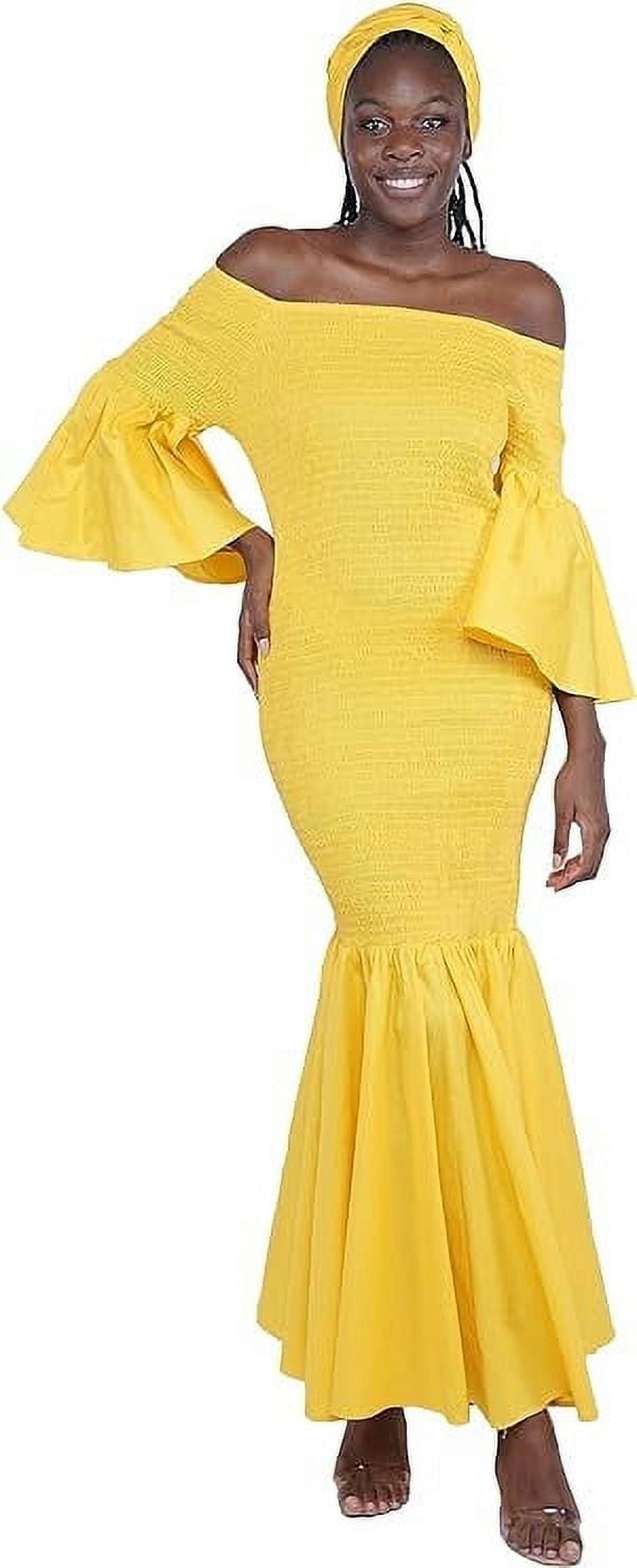 Women's Long African Dress Ankara Print | Cotton Clothing Smoked Fish Tail  Mermaid with Matching Headwrap, Fade Resistant Elastic Smoked Bodice Kente  Afrocentric Dress - Walmart.com