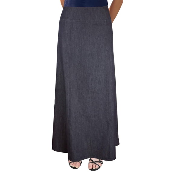 Women's Long Ankle Length Denim A-Line Panel Skirt