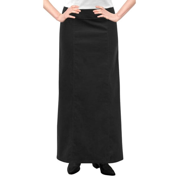 Women's Long Ankle Length Stretch Corduroy A-Line Panel Skirt