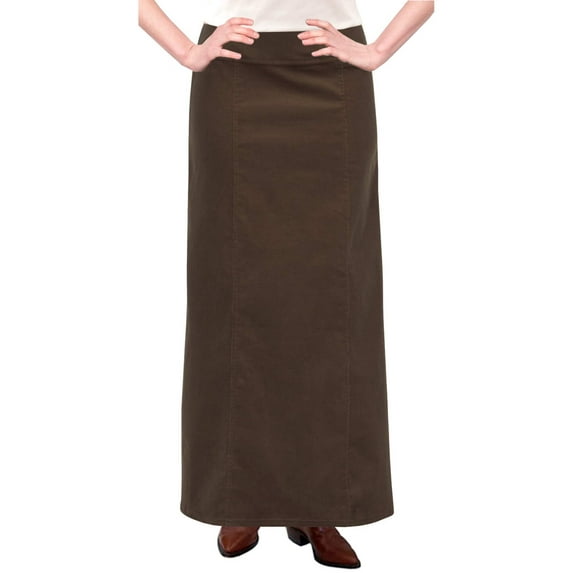 Women's Long Ankle Length Stretch Corduroy A-Line Panel Skirt