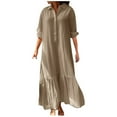 thumbnail image 1 of Women's Long Asymmetrical Shirt Dress Casual Maxi Dress with Button Front Flowy Comfortable Stylish Summer Outfit, 1 of 2