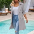 thumbnail image 1 of Women's Long Blazer Jacket Open Front Lapel Collar Button Dressy Work Office Casual Cardigan Style Suit Coat with Lapel Pockets, 1 of 8