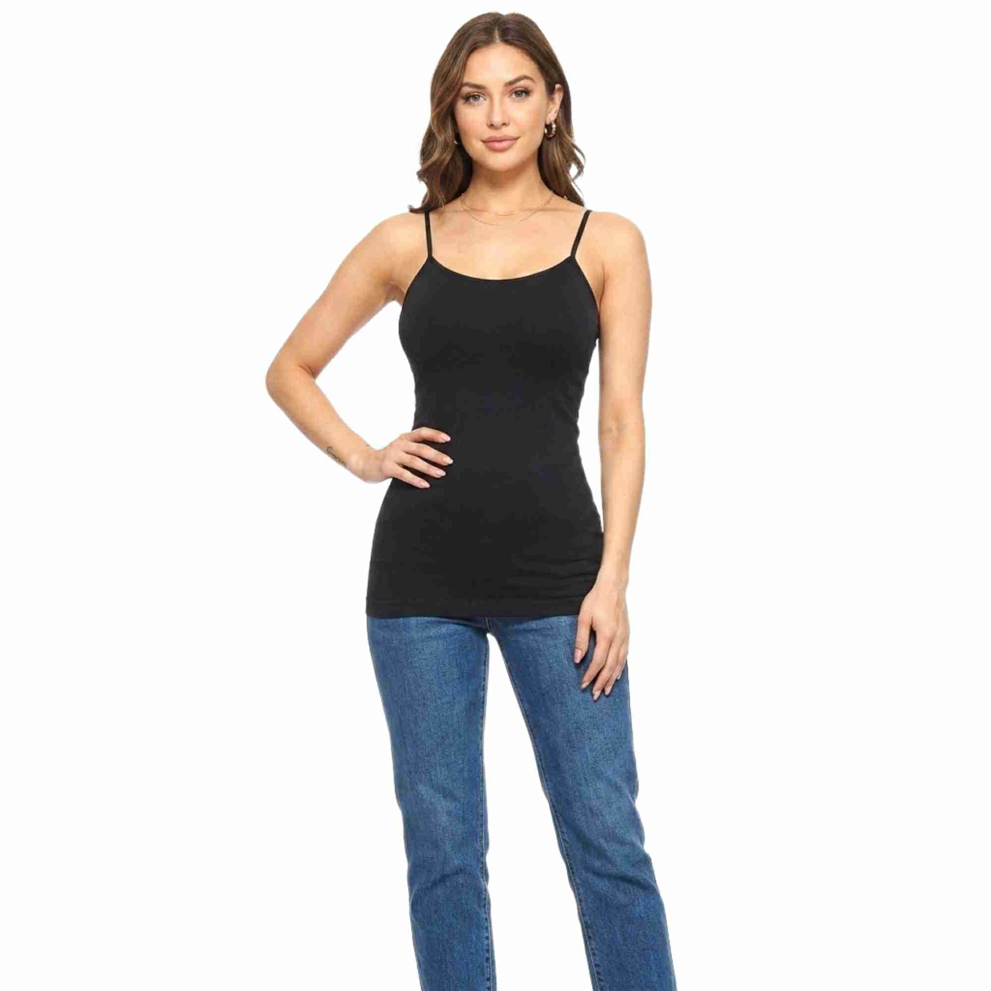 COUVER Women's Seamless Long Spaghetti Strap Camisole Top New
