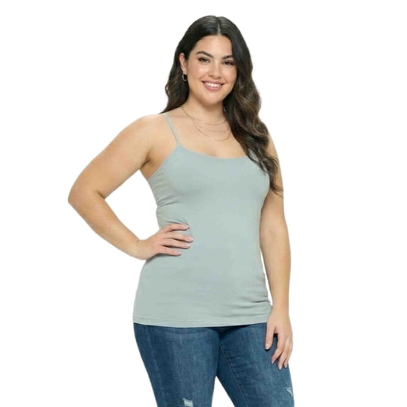 COUVER Women's Seamless Long Spaghetti Strap Camisole Top Gray Plus Size