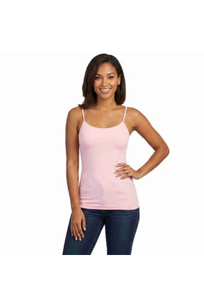 Women's Seamless Long Spaghetti Strap Camisole Top Light Pink One Size