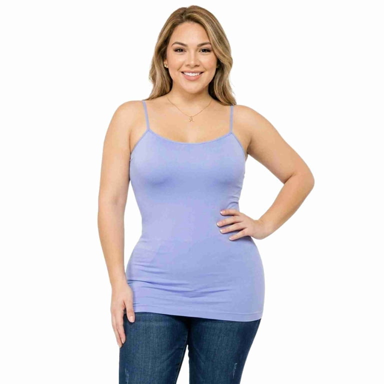 Plus Size Women's Long Cami Spaghetti Strap Seamless Tank Top