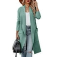 thumbnail image 1 of Women's Long Cardigan Open Front Casual Loose Oversized Coatigan Notch Collar Trench Coat, 1 of 7
