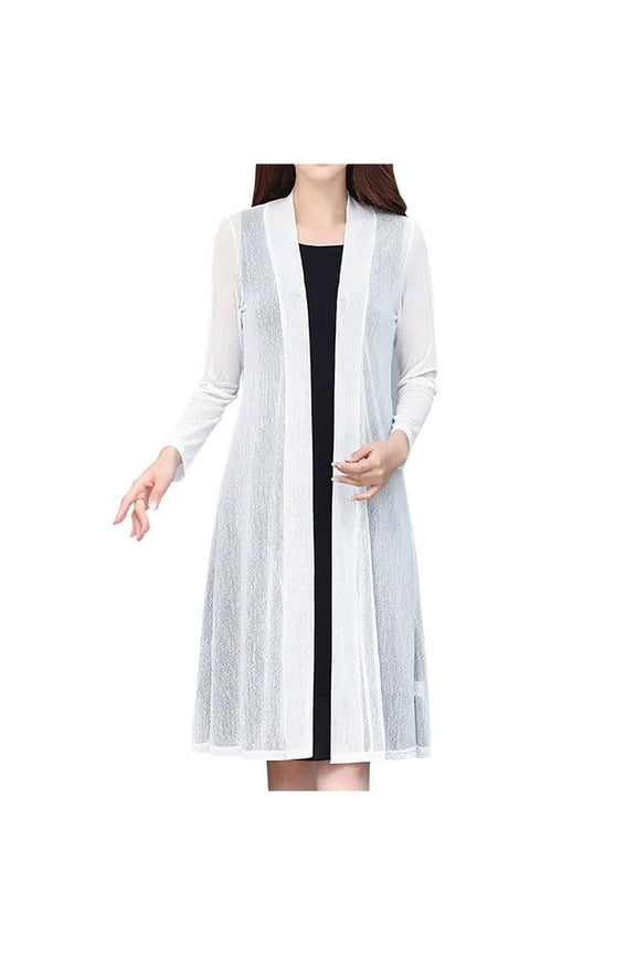 Women's Long Cardigan – Summer Sun-Protective Clothing Casual Draped Open Front Lightweight Duster Long Sleeves Open Front Cardigan Lightweight Long Sleeve Maxi Duster with Pockets