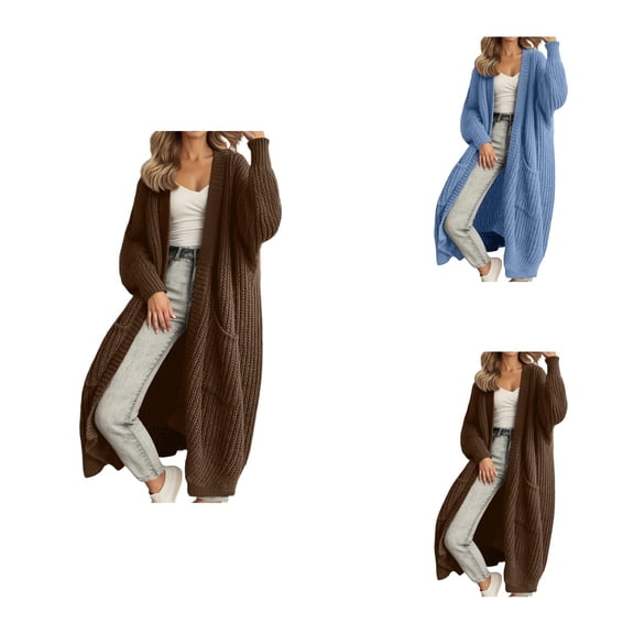 Women's Long Cardigan Sweater, Oversized Open Front Knit Coat with Pockets, Soft Loose Fall Winter Fashion Outerwear, Lightweight Cozy Layering Piece