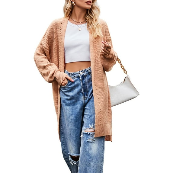 Women's Long Cardigan Sweaters Open Front Oversized Duster for Women Pink L