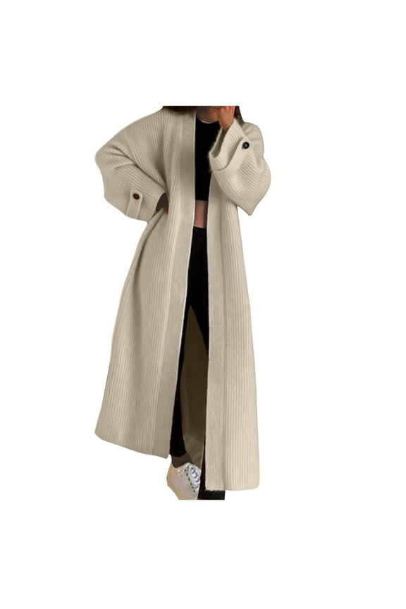 Women's Long Cardigans Button Down High Low Solid Knit Loose Cardigans Ladies Casual Loose Outing Sweater Coatwith Pockets