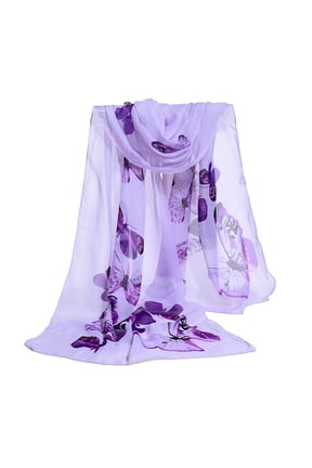 Women's Long Chiffon Scarf Butterfly er Print Soft Shawl Wrap GXO Silk I2I4
