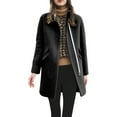 thumbnail image 1 of Women's Long Coat Classic Front Zip Casual Blended Wool Coat With winter coats for women, 1 of 4
