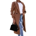 thumbnail image 1 of Women's Long Coat Fall Winter One Button Closure Lapel Jacket Loose Fit Solid Color Overcoat for Office Casual Wear, 1 of 8