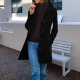thumbnail image 1 of Women's Long Coats Single Breasted Pea Coat Winter Casual Blazer Jacket Trench Coat Black XL, 1 of 9
