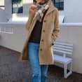 thumbnail image 1 of Women's Long Coats Single Breasted Pea Coat Winter Casual Blazer Jacket Trench Coat Khaki L, 1 of 9