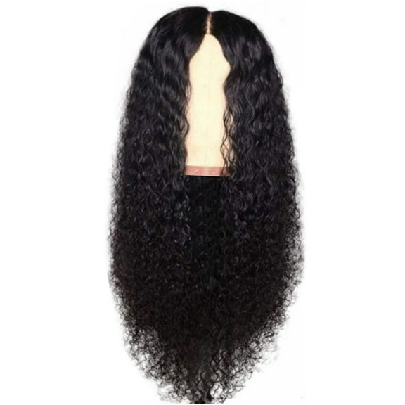 Women's Long Curly Black Wig - Big Wave Water Ripple, High-Temp Silk, 22" Head Circumference, Breathable Net Cap