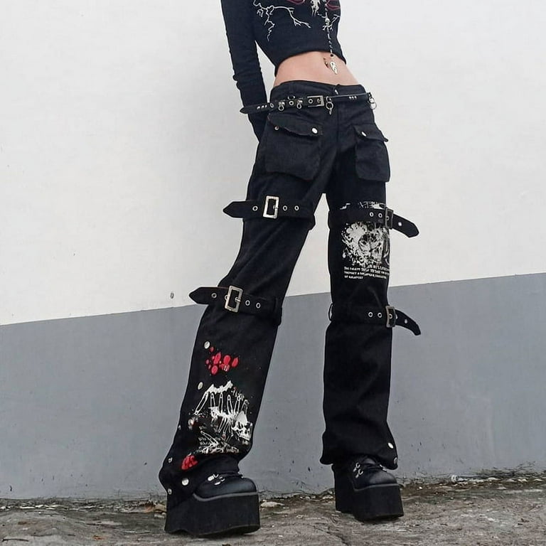 Punk Streetwear Chain Fashion High Waist Streetwear Pants