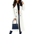 thumbnail image 1 of Women's Long Double-Breasted Woolen Coat - Fashion Solid Color Oversized Outerwear, Elegant Warm Winter Coat for Women, White Size M, 1 of 6